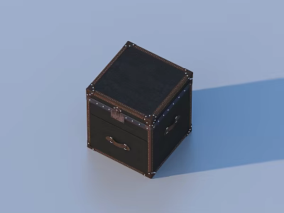 Stylish Black Storage Box With Drawers And Leather Trim For Home Organization 3d model