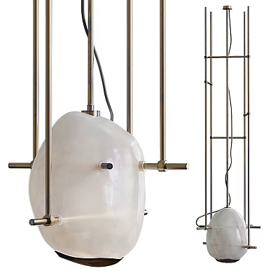 Modern Chandelier With Metal Frame And White Stone Pendant For Home Interior 3d model