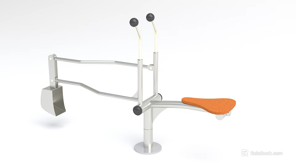 Modern Playground Equipment With Silver Metal Frame Orange Seat Black Balls And Stable Support Pole 3d model 