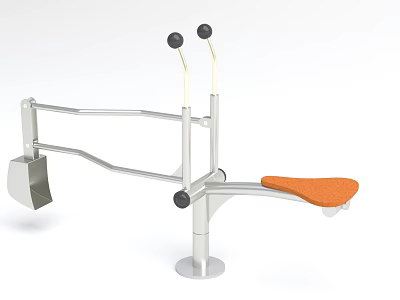 Modern Playground Equipment With Silver Metal Frame Orange Seat Black Balls And Stable Support Pole 3d model