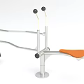 Modern Playground Equipment With Silver Metal Frame Orange Seat Black Balls And Stable Support Pole