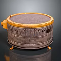 Retro Design Air Conditioner Fan With Round Metal Grille And Gold Stand Base