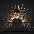 Luxurious Golden Crown Jewelry Featuring Radiant Spiked Design And Clear Gemstones