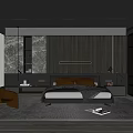 Modern Bedroom Interior With Dark Wooden Wall Bed Nightstands Armchair And Soft Lighting