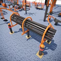 Outdoor Sports Equipment For Community Fitness Area With Multiple Exercise Machines
