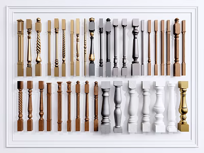 Decorative Columns In Various Colors And Styles For Home Interior Design 3d model