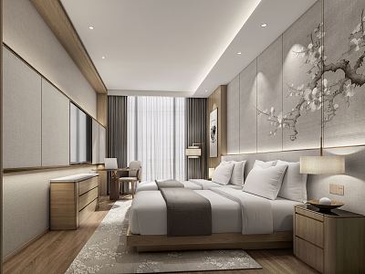 Deluxe Standard Room New Chinese Room 3d model