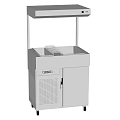 Stainless Steel Refrigerated Kitchen Appliance With Countertop Cabinet And Wheels