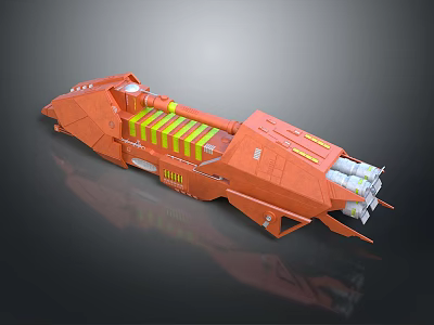 Orange Sci Fi Fighter Jet With Unique Features 3d model