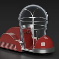 Vintage Retro Concept Car With Transparent Dome And Red Metallic Body