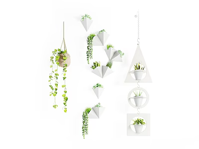 Hanging Green Plant Planters With Trailing Vines For Indoor Home Decor 3d model