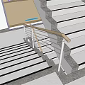 Modern Staircase Design With Wooden Handrail Metal Railings And Concrete Steps
