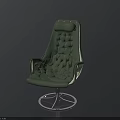 Green Modern Accent Chair With Tufted Design And Velvet Upholstery And Circular Metal Base