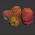 Fresh Red Peaches in a Pile on Dark Background with Shiny Skin