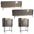 Modern Entryway Cabinet and Sideboard with Dark Gray Finish Gold Accents and Metal Legs