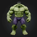 Game Movie Character Hulk With Green Skin Muscular Body Purple Pants Standing Pose