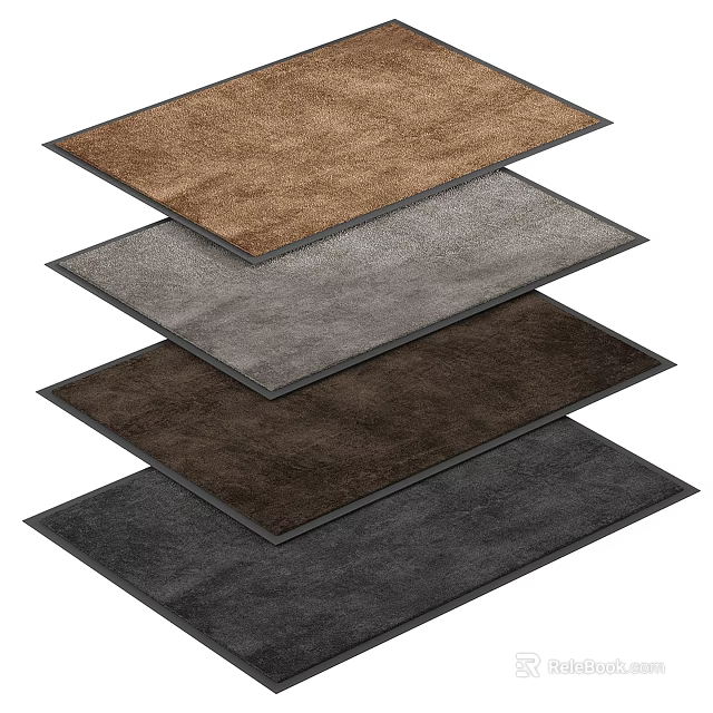 Square Carpets In Various Brown And Gray Tones Stacked For 3d model