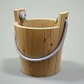 Wooden Bucket Ornamental Decor Set with Rope Handle for Home Decoration