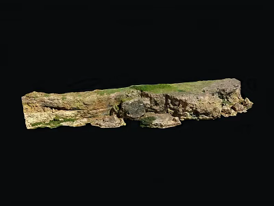 Natural Stone And Wood Elements With Green Moss In Outdoor Setting 3d model
