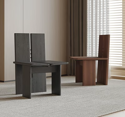 Modern Wooden Dining Chairs With Sleek Design In Different Colors Indoor Setting 3d model