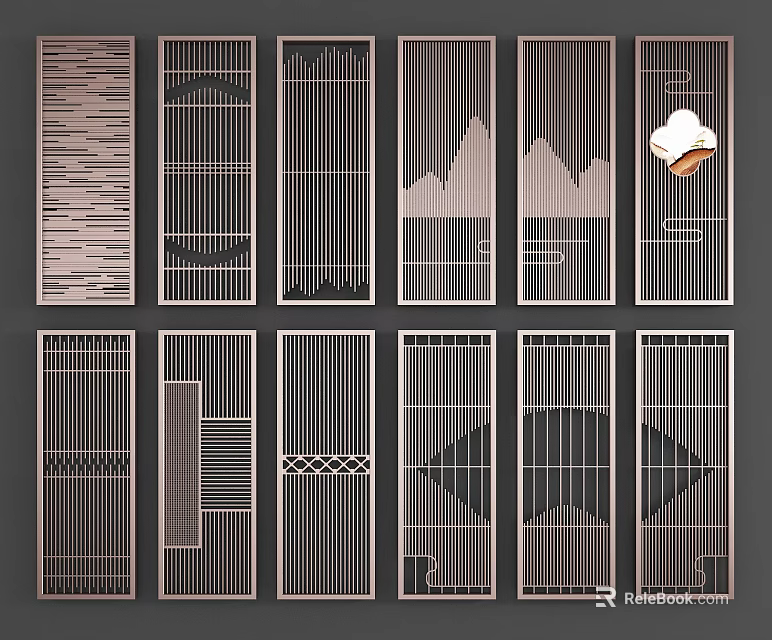 Modern Decorative Partition Designs Featuring Geometric Patterns And Stylish Lines For Interior Decor 3d model