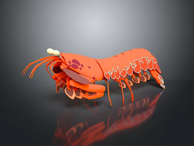 Orange Lobster Paper Craft Model With Detailed Antennae And Claws 3d model