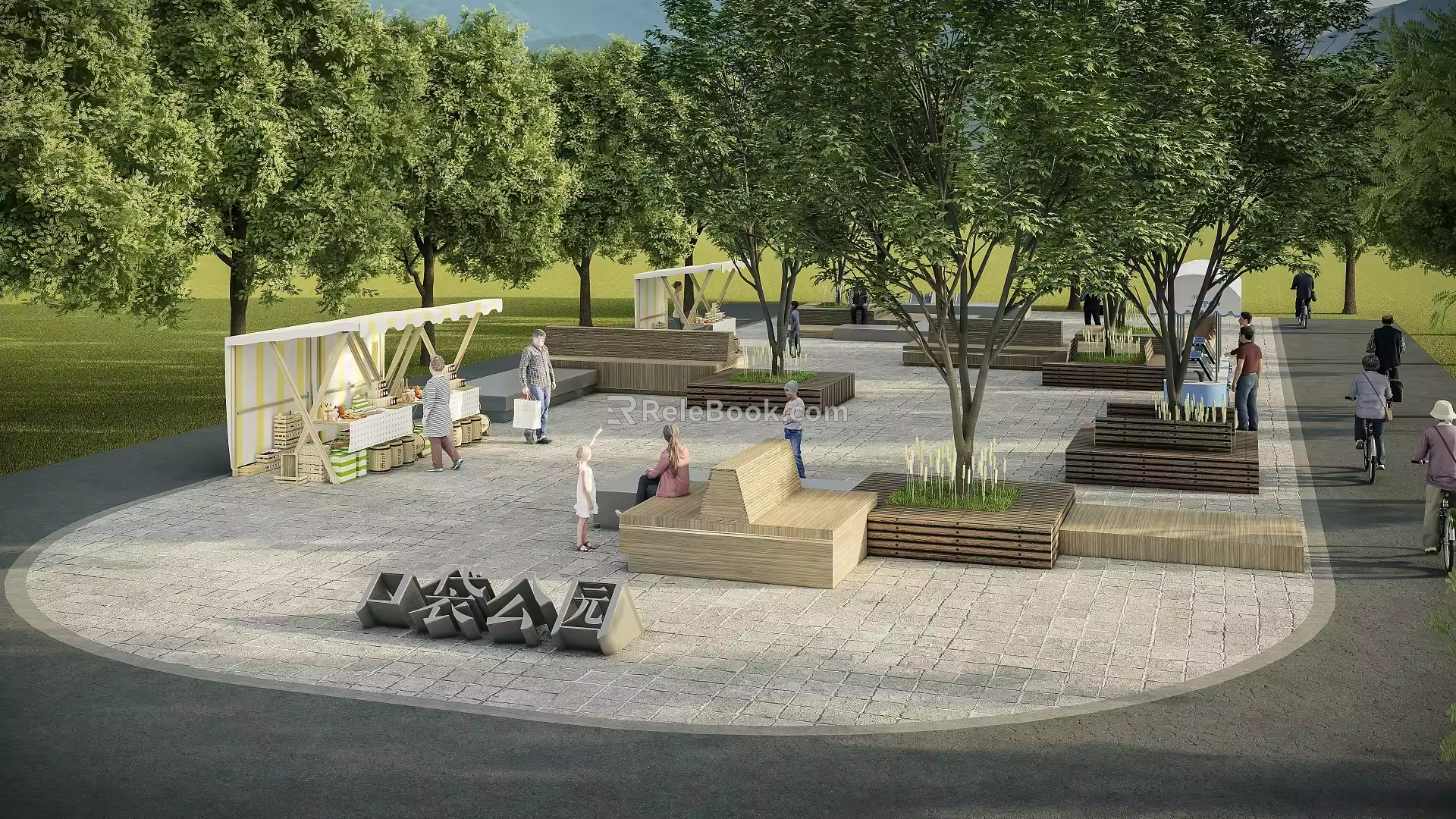 Modern Park Pocket Small Park Rest Space Tree Pool Seat 3d model