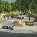 Modern Park Pocket Small Park Rest Space Tree Pool Seat 3d model