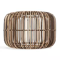 Modern Round Rattan Stool Featuring Slim Woven Strips And Open Design 3d model