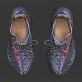Modern Stylish Knit Sneakers with Red Laces and Blue Sole Texture Design