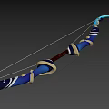 Blue Decorative Longbow With Gold Accents White String And Traditional Design