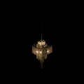 Elegant Modern Chandelier With Hanging Crystal Chains And Illuminated Design