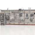 Industrial Equipment Control Panel With Pipes Gauges Switches And Electrical Components