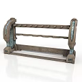 Vintage Wooden Decorative Structure With Carved Patterns And Ornate Side Supports