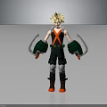 Anime Style 3D Character With Golden Spiky Hair Green Gloves And Creature Inspired Weapons