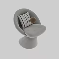Modern Beige Velvet Dining Chair With Striped Pillow And Curved Base