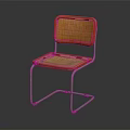 Modern Office Chair With Rattan Backrest Seat And Chrome Metal Frame