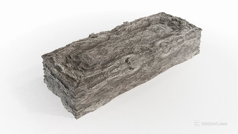 Rustic Stone And Wood Decorative Block With Natural Textured Surface Design 3d model