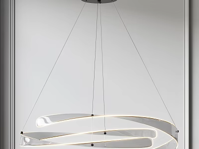 Modern Curved Chandelier With Sleek Metal Frame And Hanging Structure For Contemporary Interior 3d model