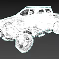 Gray Off Road Truck Double Cab With Roof Rack Large Tires And Riveted Front Bumper