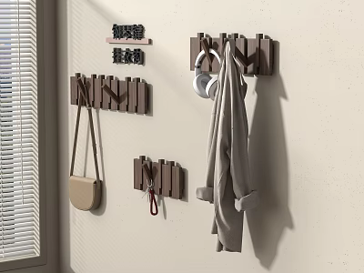 Wooden Wall Hooks For Hanging Bags Coats Headphones And Keys 3d model