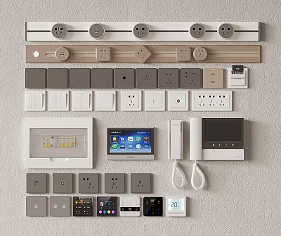Variety Of Switch Panels And Smart Devices 3d model