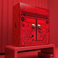 Traditional Chinese Style Red Commercial Display Cabinets With Decorative Elements For Retail Product Showcase