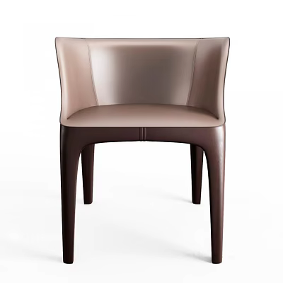 Modern Dining Chair With Leather Upholstered Seat And Dark Wooden Legs 3d model
