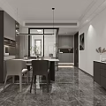 Modern Living Dining Room Interior With Gray Sofa Pillows TV Wall And Geometric Rug