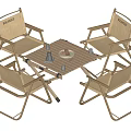 Foldable Wooden Table And Chair Set With Four Chairs Cups And Tray