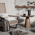 Quiet Leisure Table and Chair Combination Single Chair Side Combination 3d model