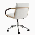 Modern Office Chair with Light Gray Fabric Wooden Armrests and Metal Casters