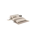 Modern Cream Soft Upholstered Double Bed With Cozy Neutral Bedding And Stylish Bedroom Nightstands