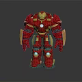 Red Gold Iron Man Hulkbuster Armor 3D Model With Glowing Blue Energy Core Details